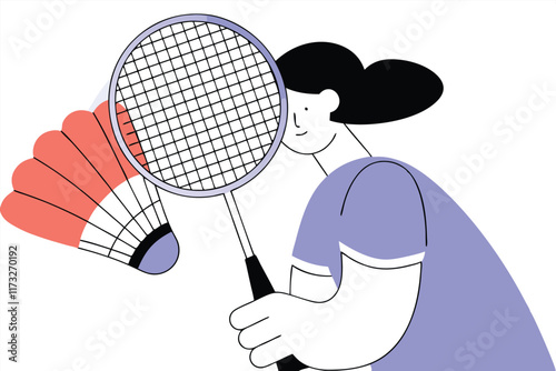 Badminton athletes concept illustration vector on white background

