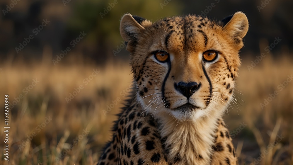 a cheetah front face close up potrait in grassland savannah forest habitat background a cheetah front face close up potrait in grassland savannah forest habitat background