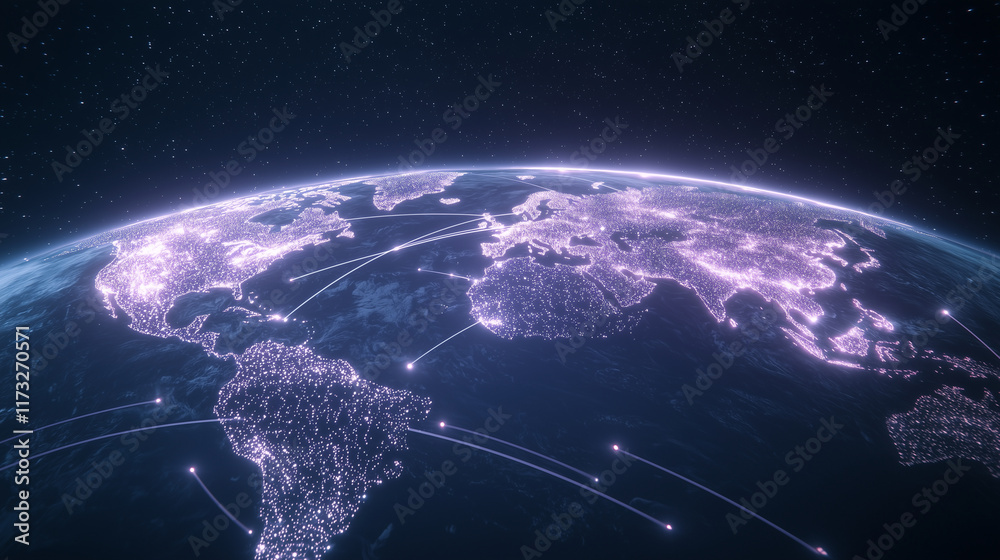 Obraz premium Global Business Pathways in Abstract Neon Design