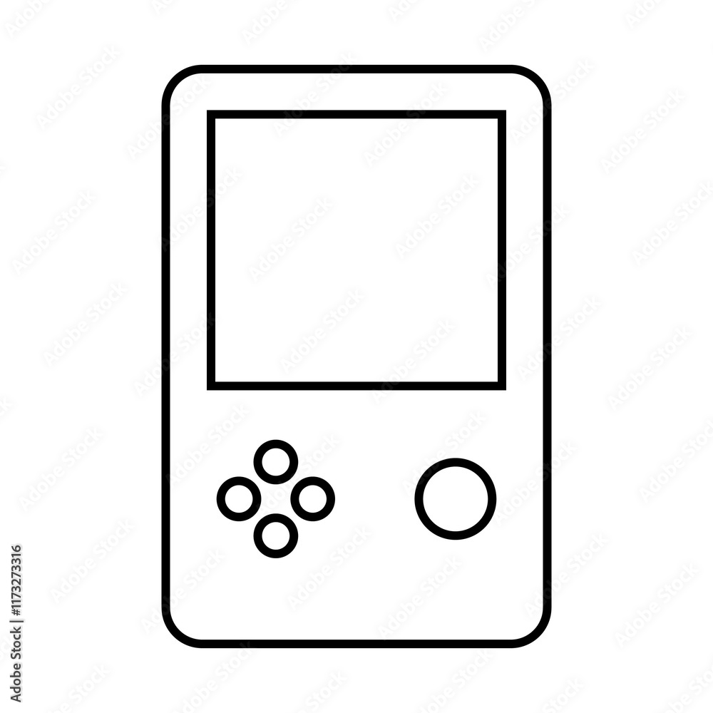 Illustration showing a black handheld game console icon on a white background Illustration showing a black handheld game console icon on a white background