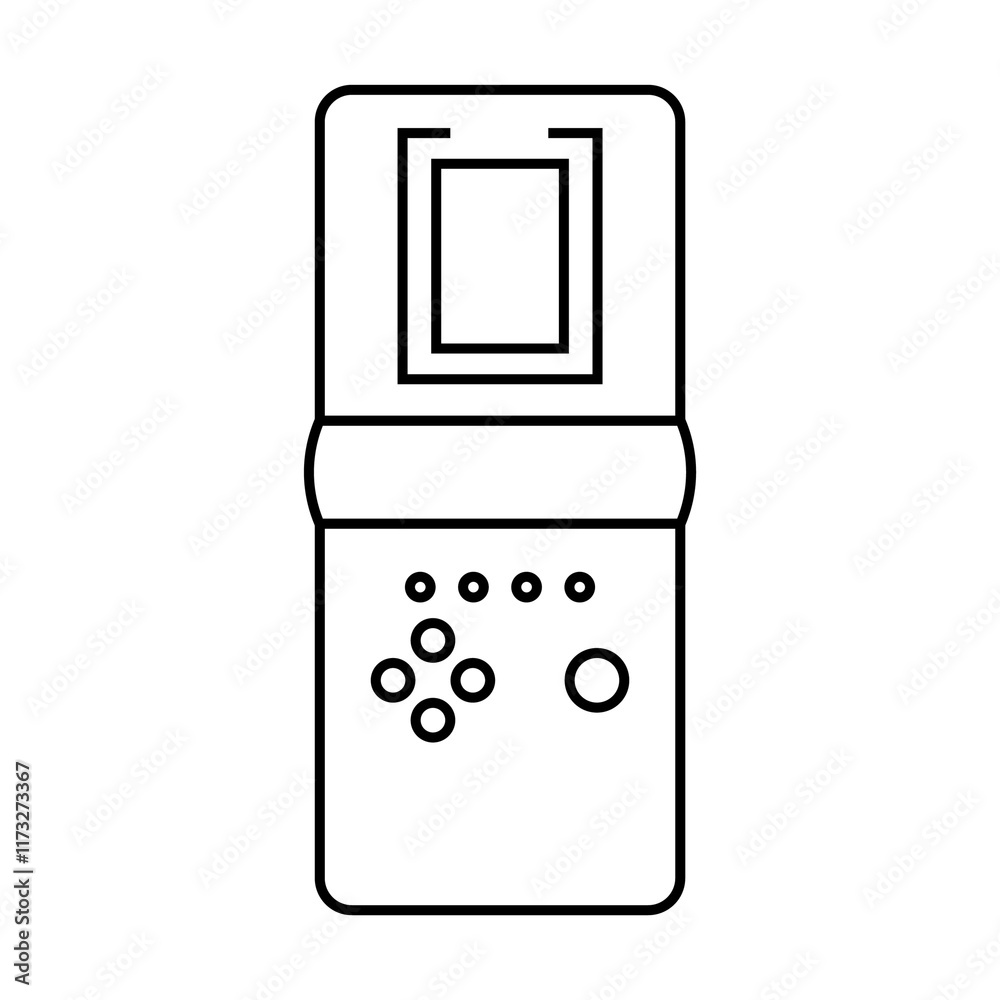 Illustration showing a black handheld game console icon on a white background Illustration showing a black handheld game console icon on a white background