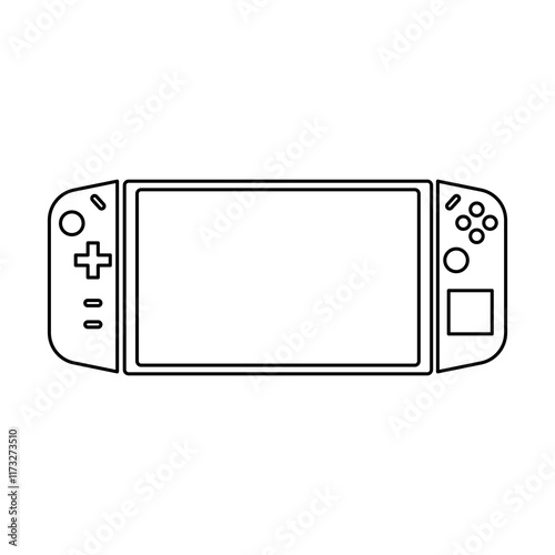 Illustration showing a black handheld game console icon on a white background