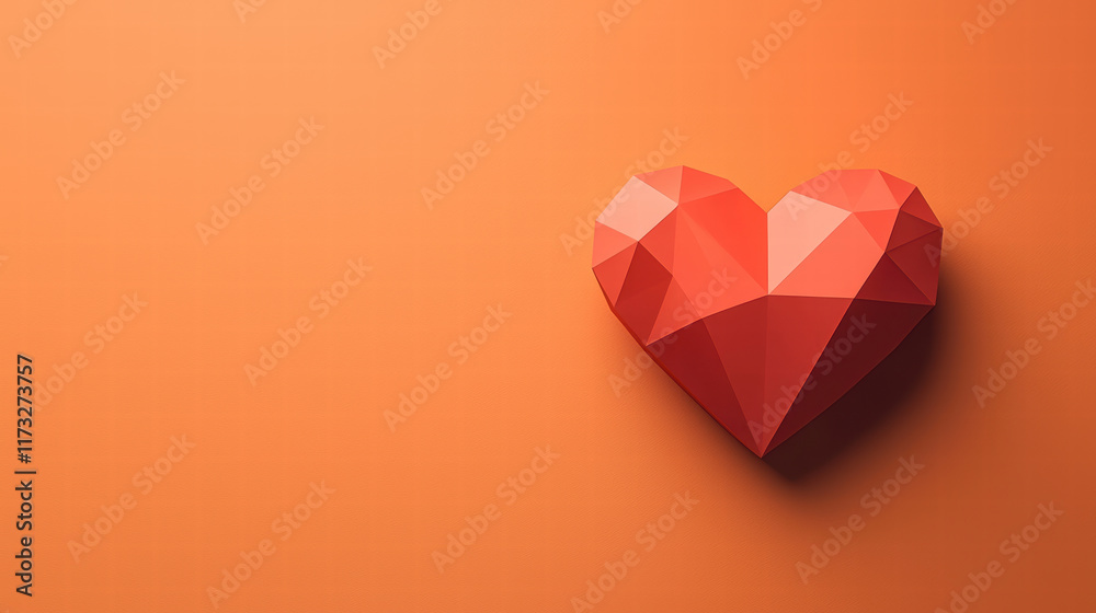 custom made wallpaper toronto digitalGeometric heart design in vibrant orange background, symbolizing love and affection. Perfect for romantic themes and creative projects