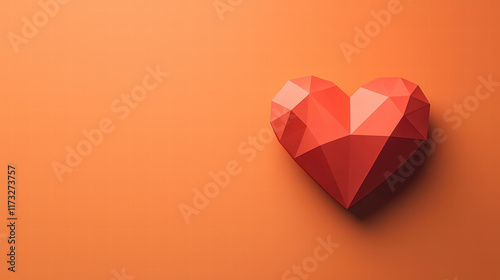 Wallpaper Mural Geometric heart design in vibrant orange background, symbolizing love and affection. Perfect for romantic themes and creative projects Torontodigital.ca