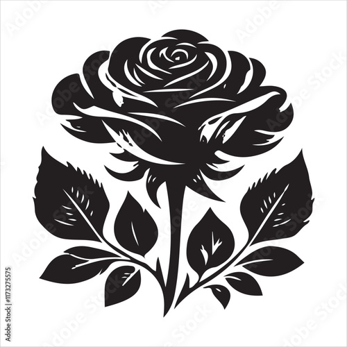 Rose silhouettes valentine day design black and white