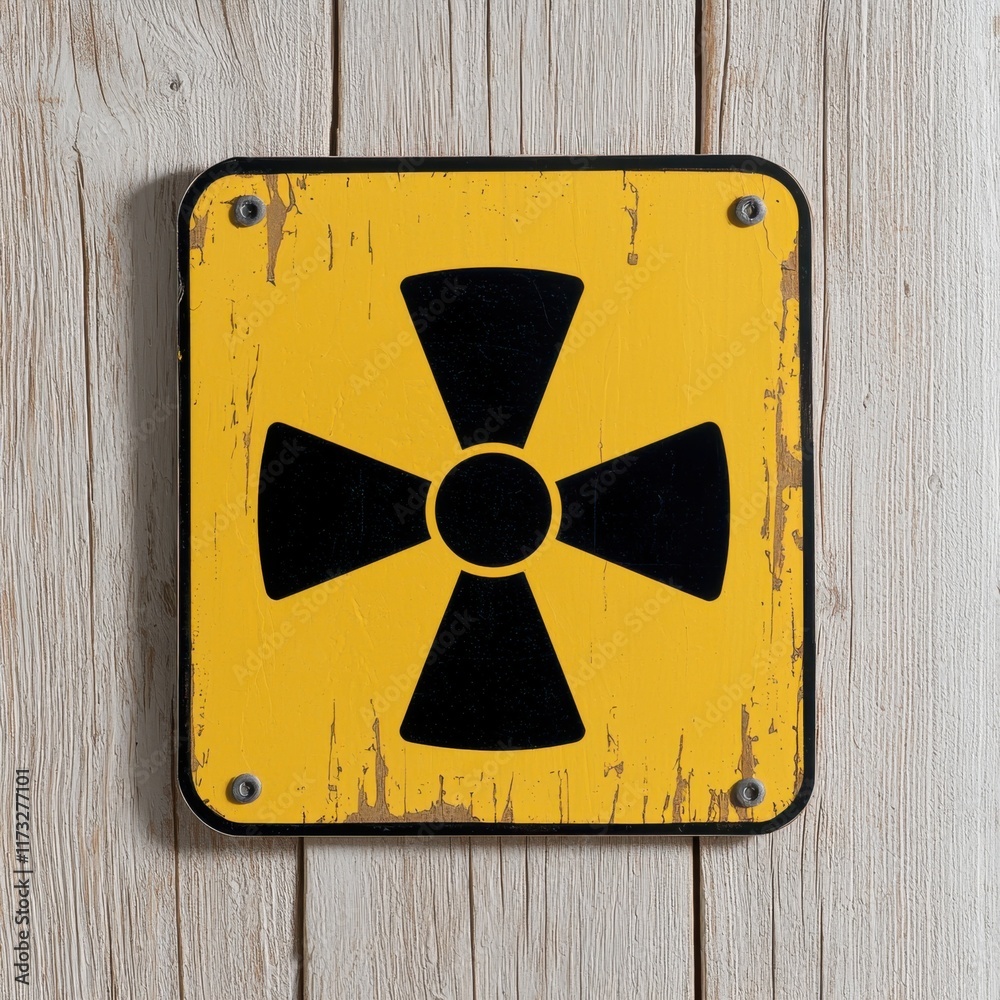 Fototapeta premium Nuclear warning sign urban setting graphic image safety awareness