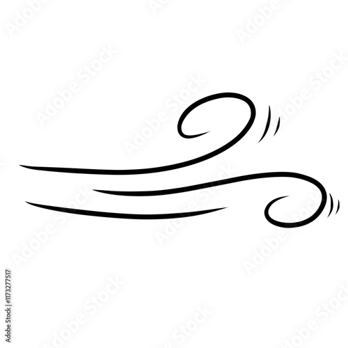doodle wind blow  gust design isolated on white background. vector hand drawn illustration