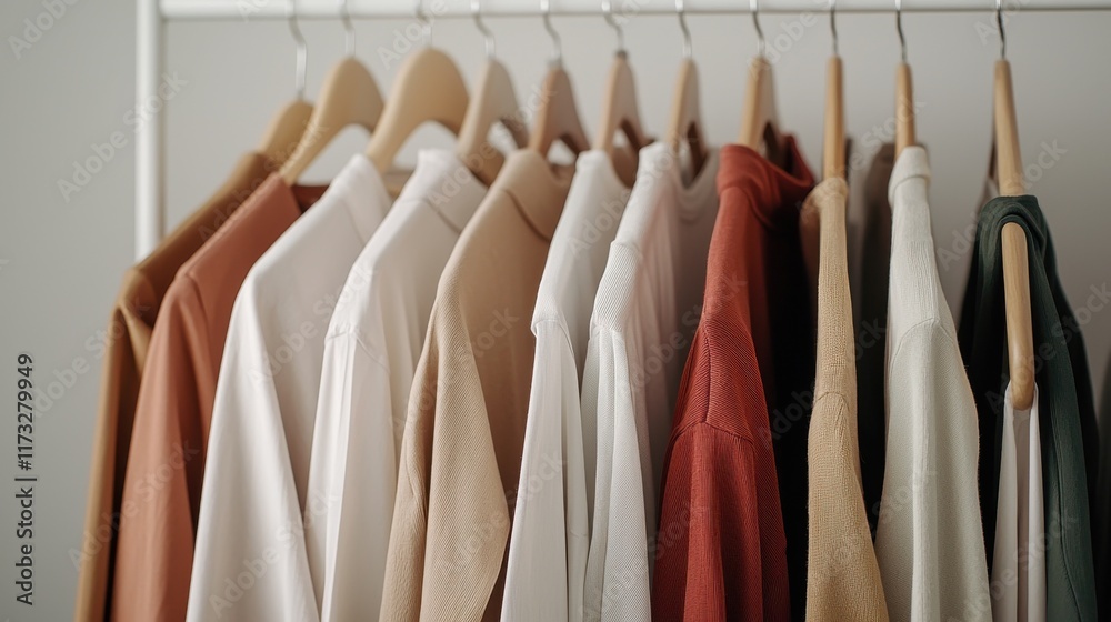 Organized clothing collection home fashion photography minimalist style Organized clothing collection home fashion photography minimalist style