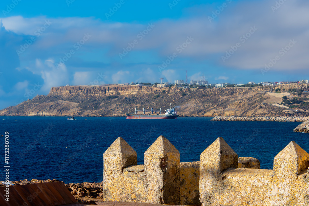 Seaside landscape with cliff in Morocco in the region of the town of Safi Seaside landscape with cliff in Morocco in the region of the town of Safi