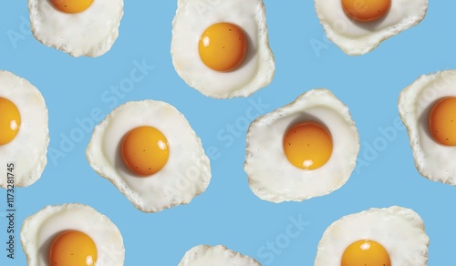 Fried egg seamless pattern background  photo