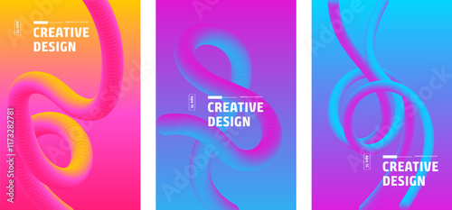 "Minimal abstract gradient covers". Colorful covers design set.  wave fun bg. Applicable for design covers, pentation, magazines, flyers, annual reports, posters and business cards. Vector 