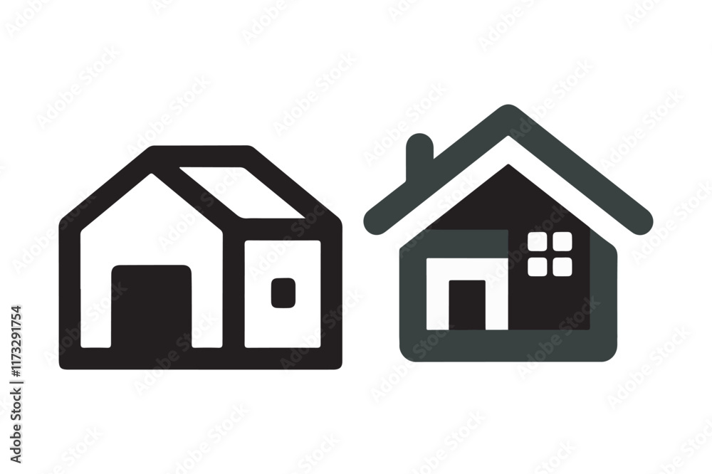 A contemporary house vector icon with a clean aesthetic, representing modern architecture, suitable for real estate and digital design. A contemporary house vector icon with a clean aesthetic, representing modern architecture, suitable for real estate and digital design.