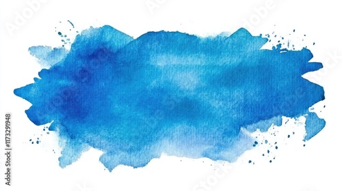 Sky blue watercolor illustration paint on paper textured canvas element.