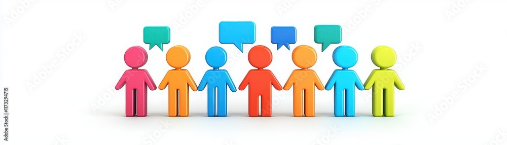 A group of colorful figures holding hands, each with speech bubbles, symbolizing communication and collaboration. A group of colorful figures holding hands, each with speech bubbles, symbolizing communication and collaboration.