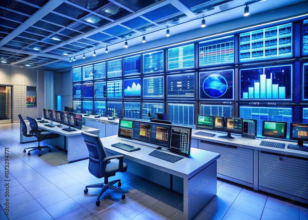 Industrial Factory Control Room Monitoring System Dashboard Displays Industrial Factory Control Room Monitoring System Dashboard Displays