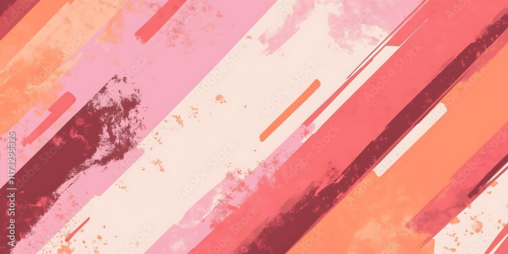 Obraz premium Abstract pink, orange diagonal brushstrokes background.