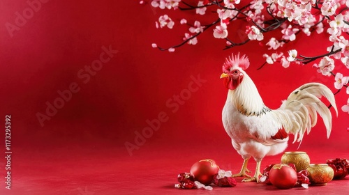 Wallpaper Mural Celebrating lunar new year rooster festive background bright colors Torontodigital.ca