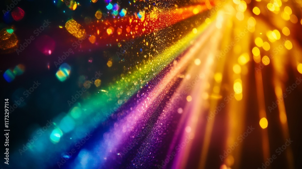 Fototapeta premium A colorful rainbow with a bright sun shining through it