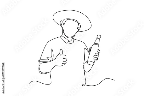 Local organic production concept. Single line draw design vector graphic illustration.	