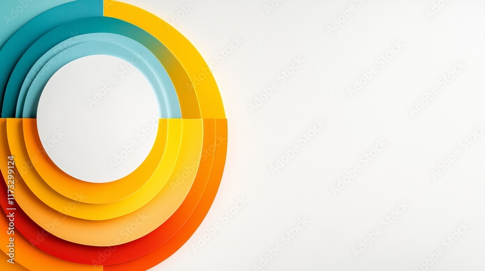 Abstract Colorful Circular Design Layered Paper Rings Modern Graphic Background