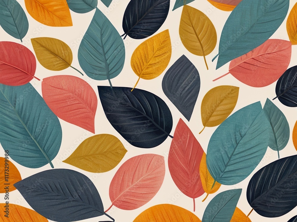 Obraz premium seamless pattern with autumn leaves,Ai generated