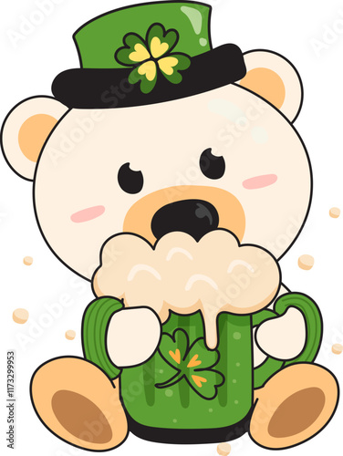 cute animals on St. Patrick's Day elements