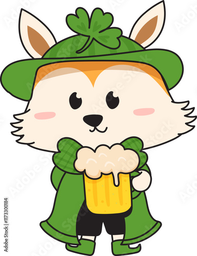 cute animals on St. Patrick's Day elements