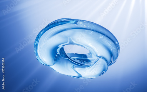 Fototapeta Naklejka Na Ścianę i Meble -  Blue abstract glass curve background, 3d rendering.