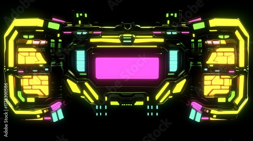 Neon Glowing Futuristic Spaceship Design photo