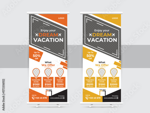 Travel flyer design template, poster brochure design layout, 2 colorful Travel flyer template for travel agency.

