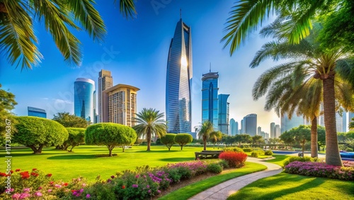 Kuwait City Al Hamra Tower Skyscraper Urban Park View - Stunning Architecture Photography photo