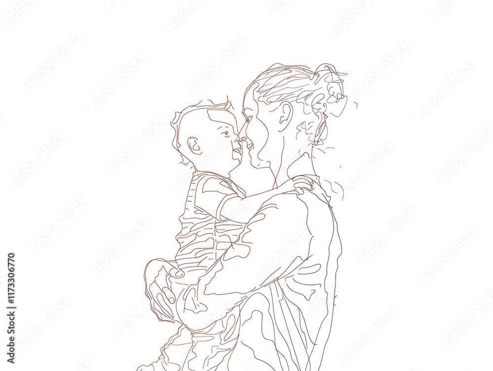 person outline holding child