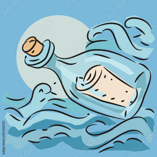 Message in A Bottle Illustration