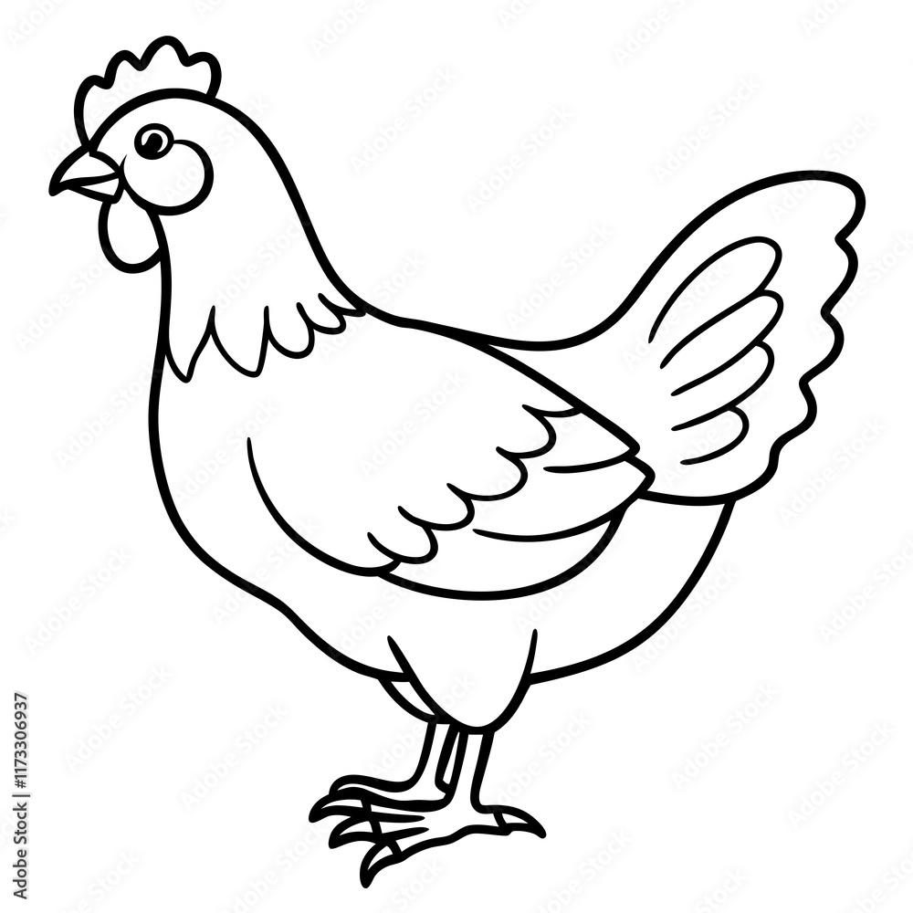 Cute Silhouette of a Chicken line art vector cartoon illustration Cute Silhouette of a Chicken line art vector cartoon illustration