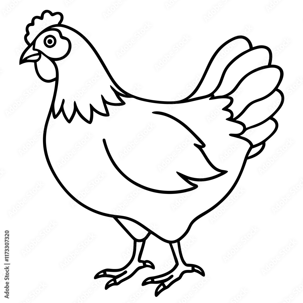 Cute Silhouette of a Chicken line art vector cartoon illustration Cute Silhouette of a Chicken line art vector cartoon illustration