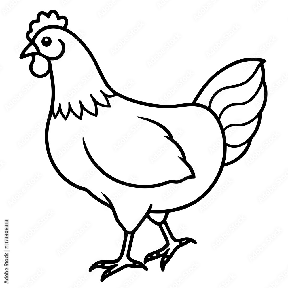 Cute Silhouette of a Chicken line art vector cartoon illustration Cute Silhouette of a Chicken line art vector cartoon illustration
