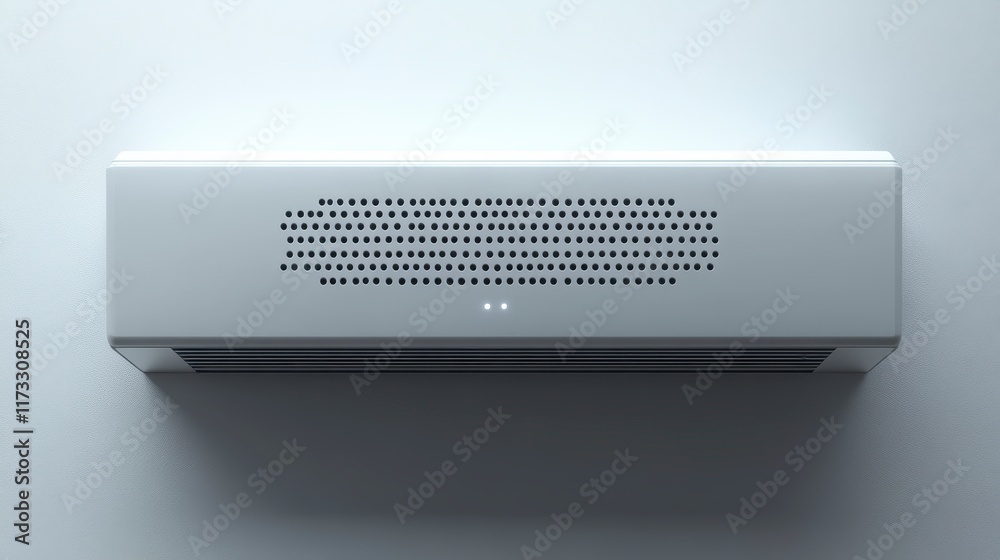 White wall-mounted air conditioner unit. White wall-mounted air conditioner unit.