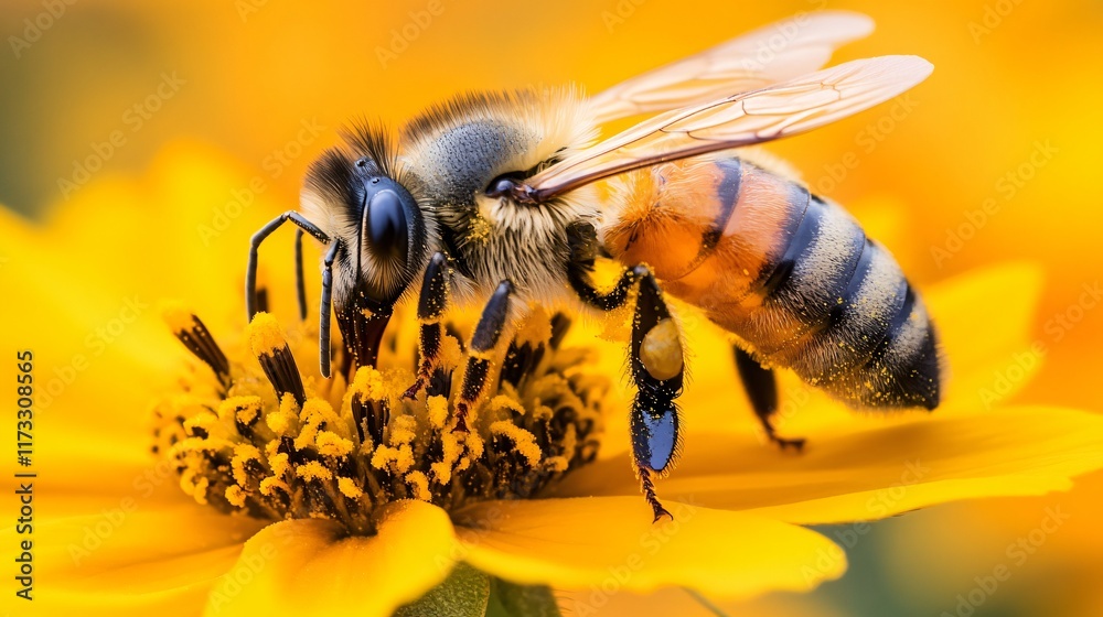 Macro Photography of Honeybee on Yellow Flower Macro Photography of Honeybee on Yellow Flower