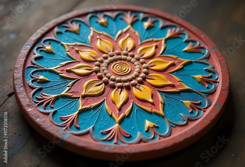 Craftsmanship Shines Through Intricate Mandala Design Showcasing Vibrant Colors and Detail