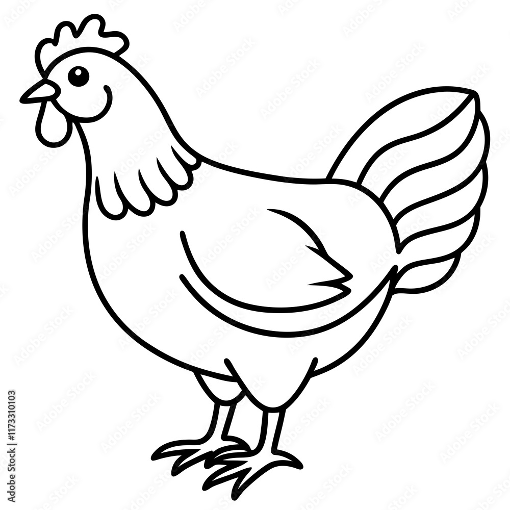 Cute Silhouette of a Chicken line art vector cartoon illustration Cute Silhouette of a Chicken line art vector cartoon illustration