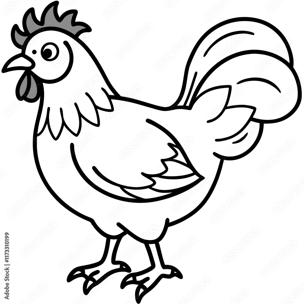 Cute Silhouette of a Chicken line art vector cartoon illustration Cute Silhouette of a Chicken line art vector cartoon illustration
