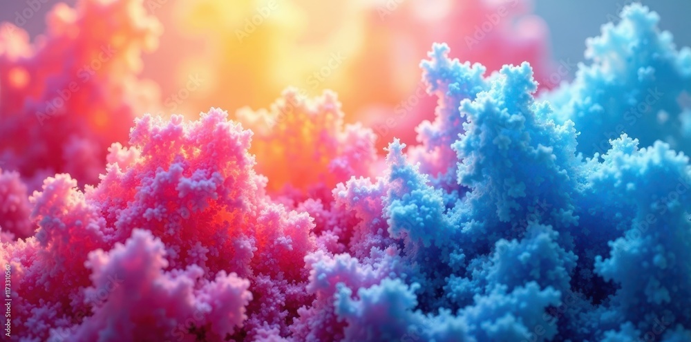 Obraz premium Fuzzy pink, blue, and yellow blend, dreamy texture, texture, background, photo