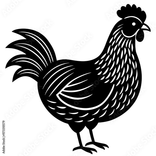 Cute Silhouette of a Chicken line art vector cartoon illustration