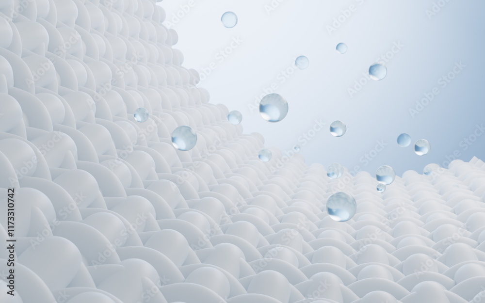 Abstract braided fabric and floating spheres, 3d rendering. Abstract braided fabric and floating spheres, 3d rendering.