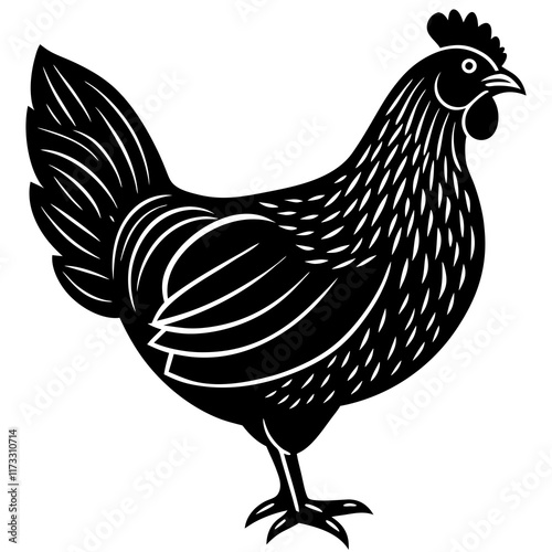 Cute Silhouette of a Chicken line art vector cartoon illustration