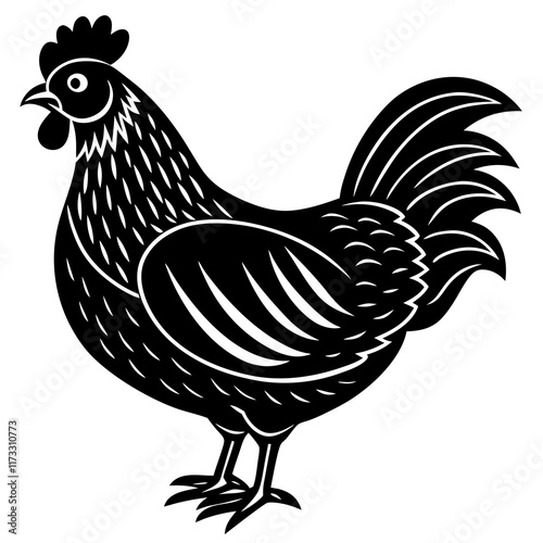 Cute Silhouette of a Chicken line art vector cartoon illustration