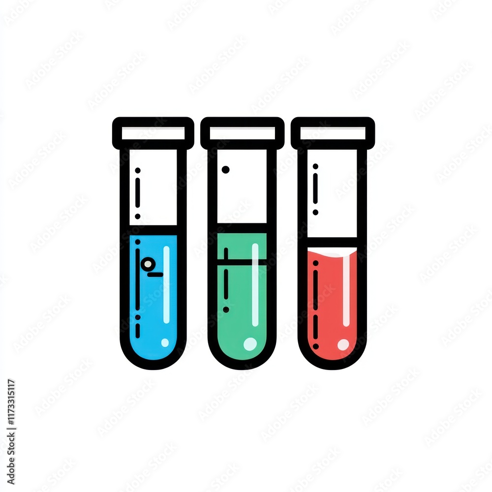 Three test tubes contain different colored liquids Three test tubes contain different colored liquids