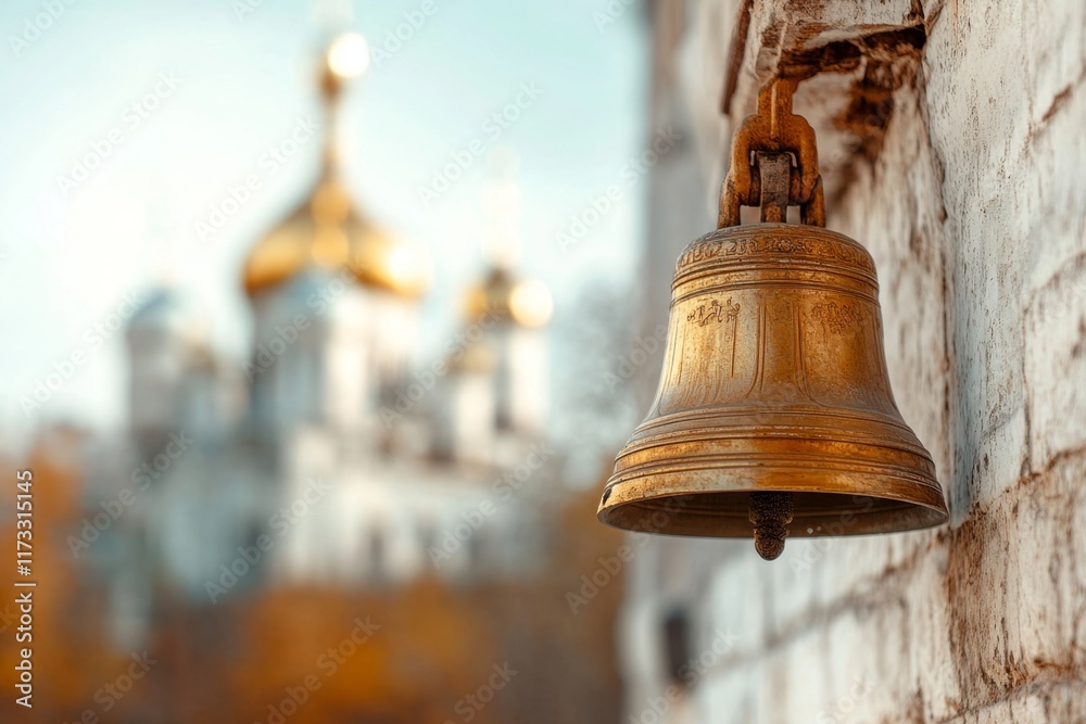 Obraz premium A quiet moment inside the Ivan the Great Bell Tower, with sweeping views of the Kremlin complex and the city beyond