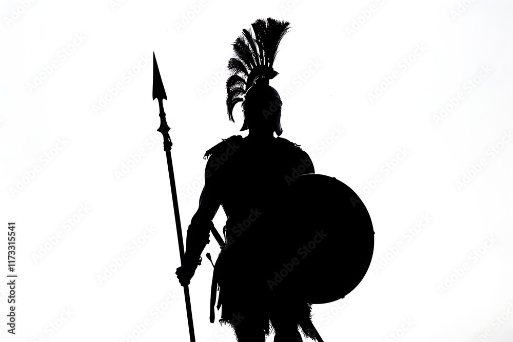Obraz premium god silhouette with shield and spear