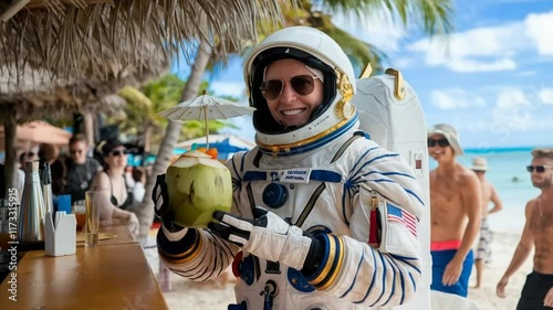 Astronaut at a beach bar